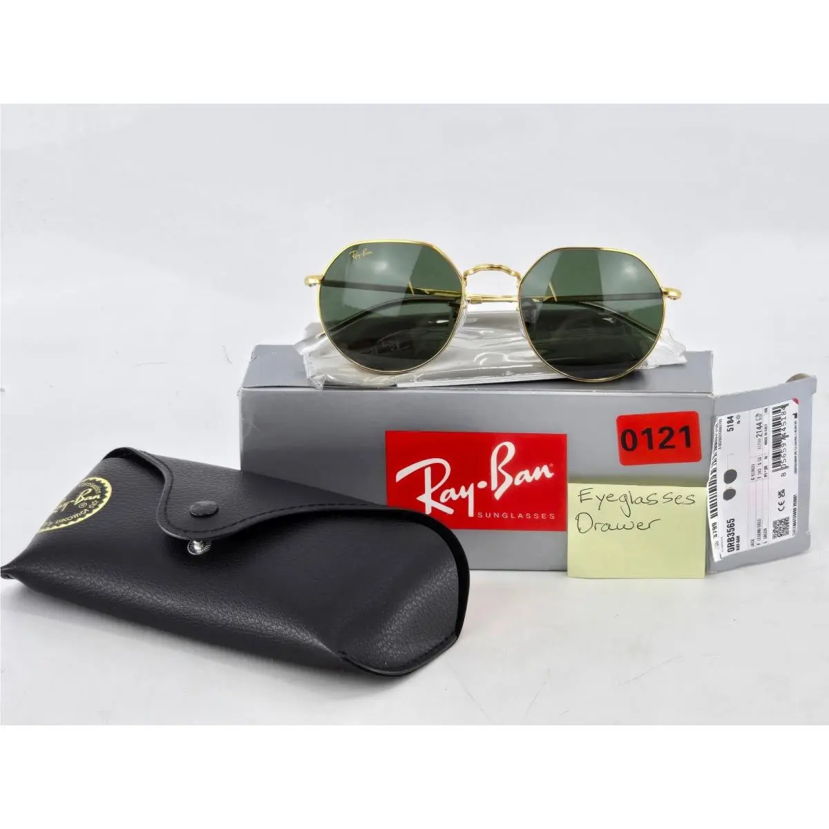 Ray-ban Jack Sunglasses Unisex 53mm Gold Green RB3565