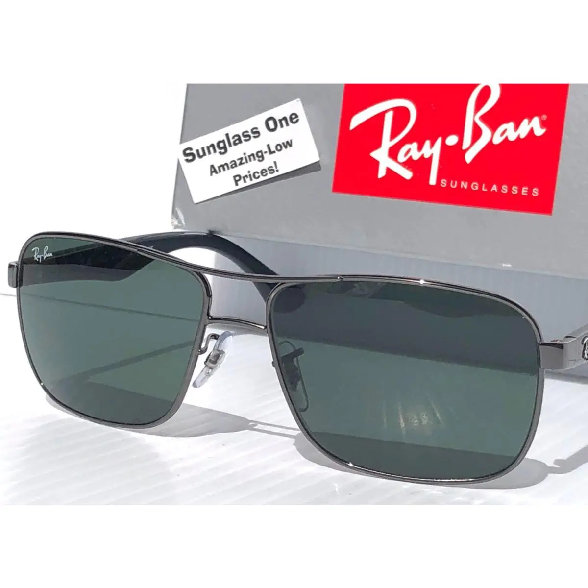Ray Ban Polished Gunmetal G-15 Green Lens Sunglass RB 3516 004/71