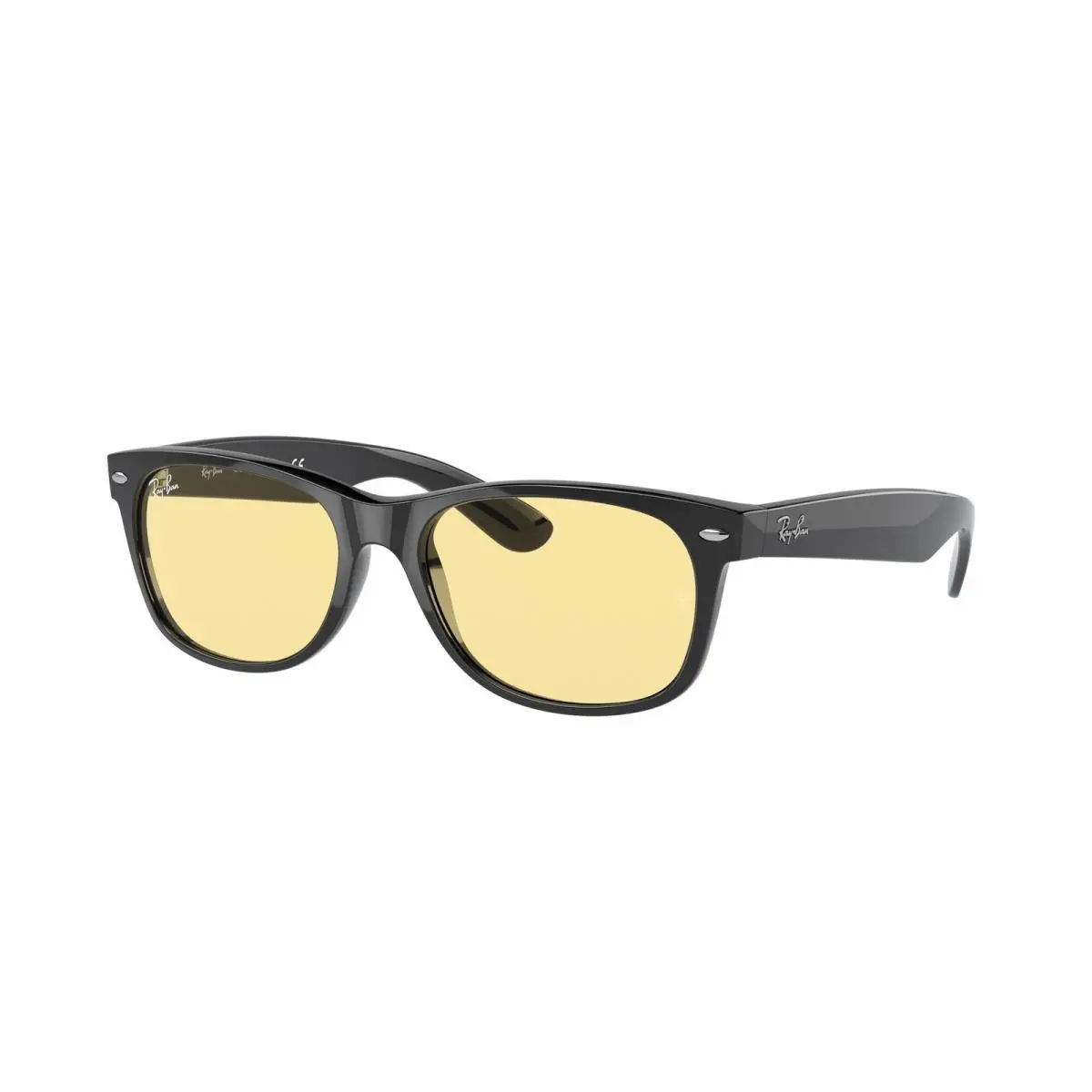 Ray-ban New Wayfarer RB 2132 F Wayfarer Black Yellow 601/R6 Size 55 Sunglasses by Ray-Ban