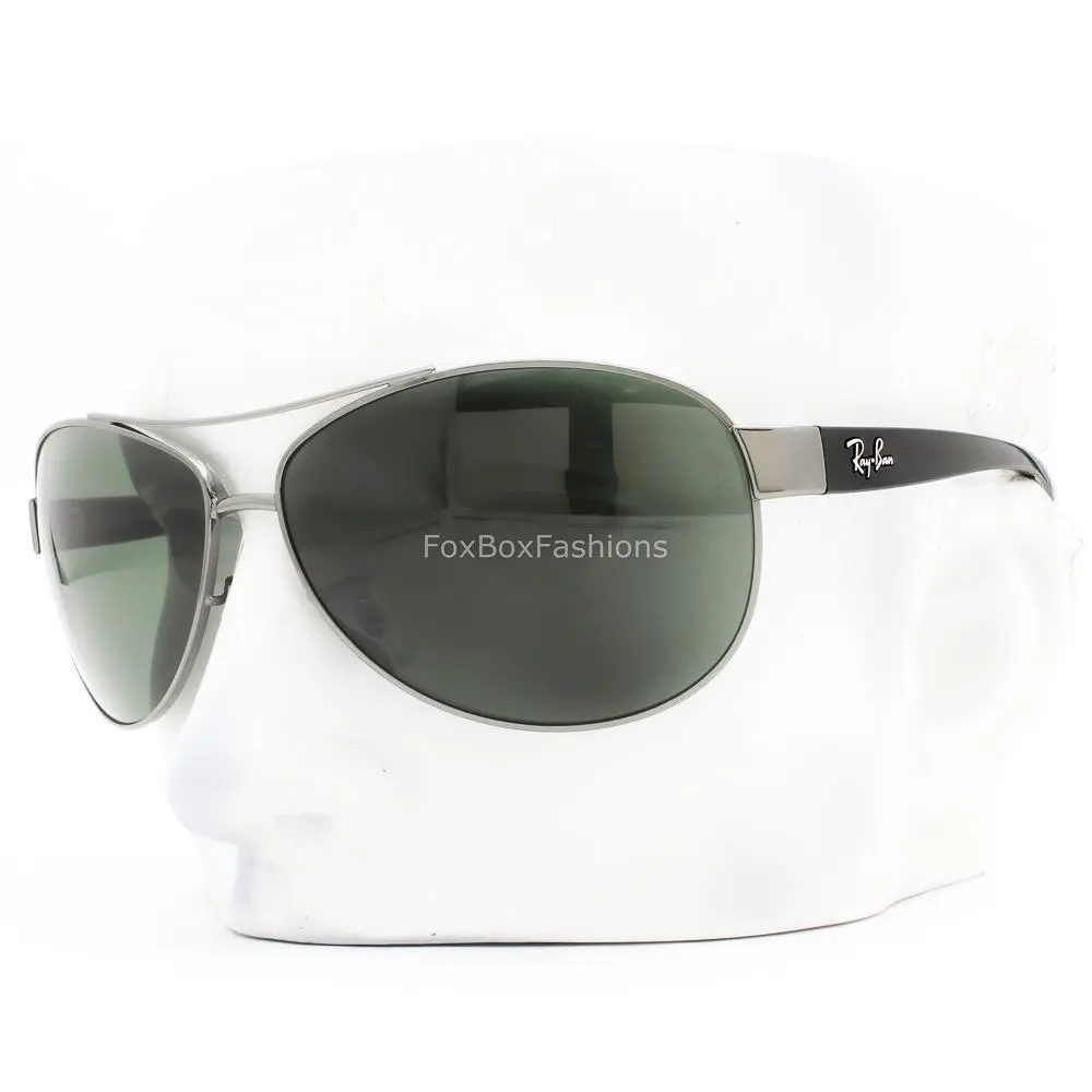 Ray-ban Sunglasses RB 3386 004 71 Shiny Gunmetal on Black Green 63mm with Case