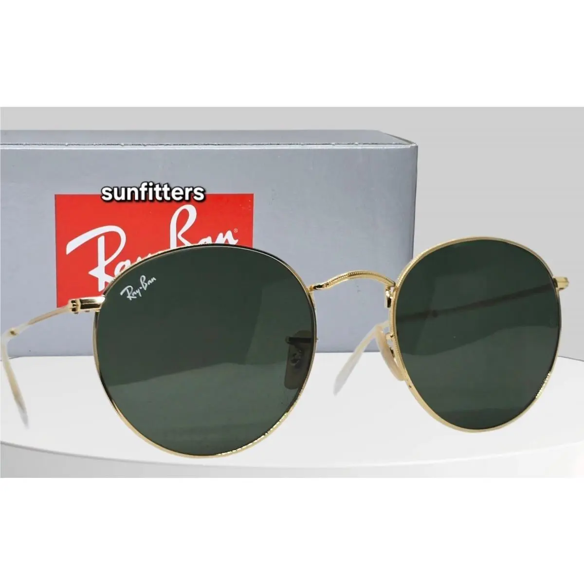 Ray Ban Round Metal Arista gold/G-15 Green RB3447 001 53 Sunglasses