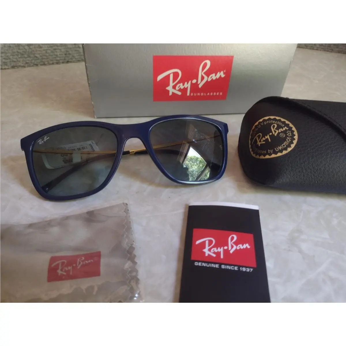 Ray - Ban Sunglasses RB 4344 6535/ 3 M 56 19 140 2 N Blue Frame w/ Gold Temples
