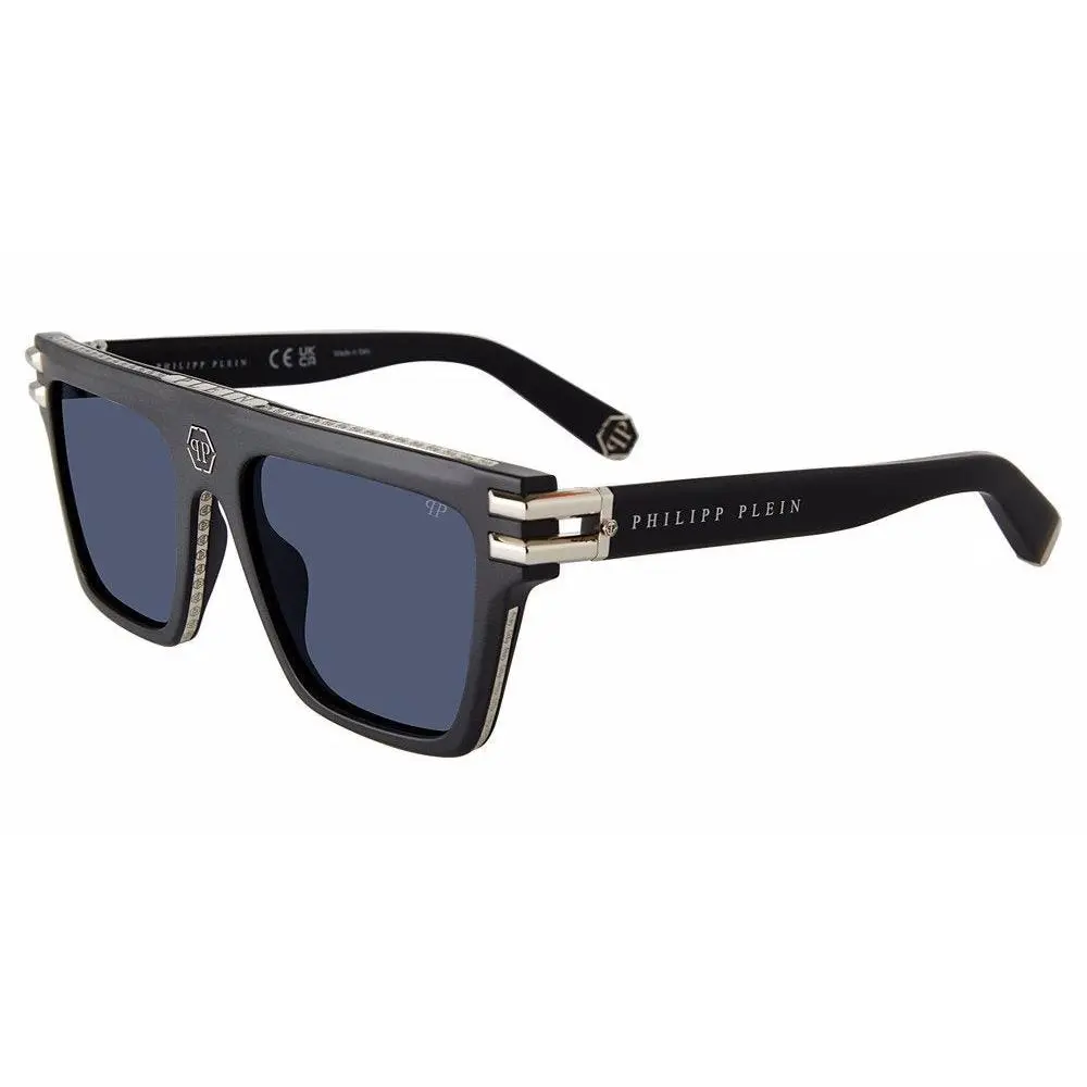 Men`s 56mm Matte Black Sunglasses SPP108V560703 by Philipp Plein