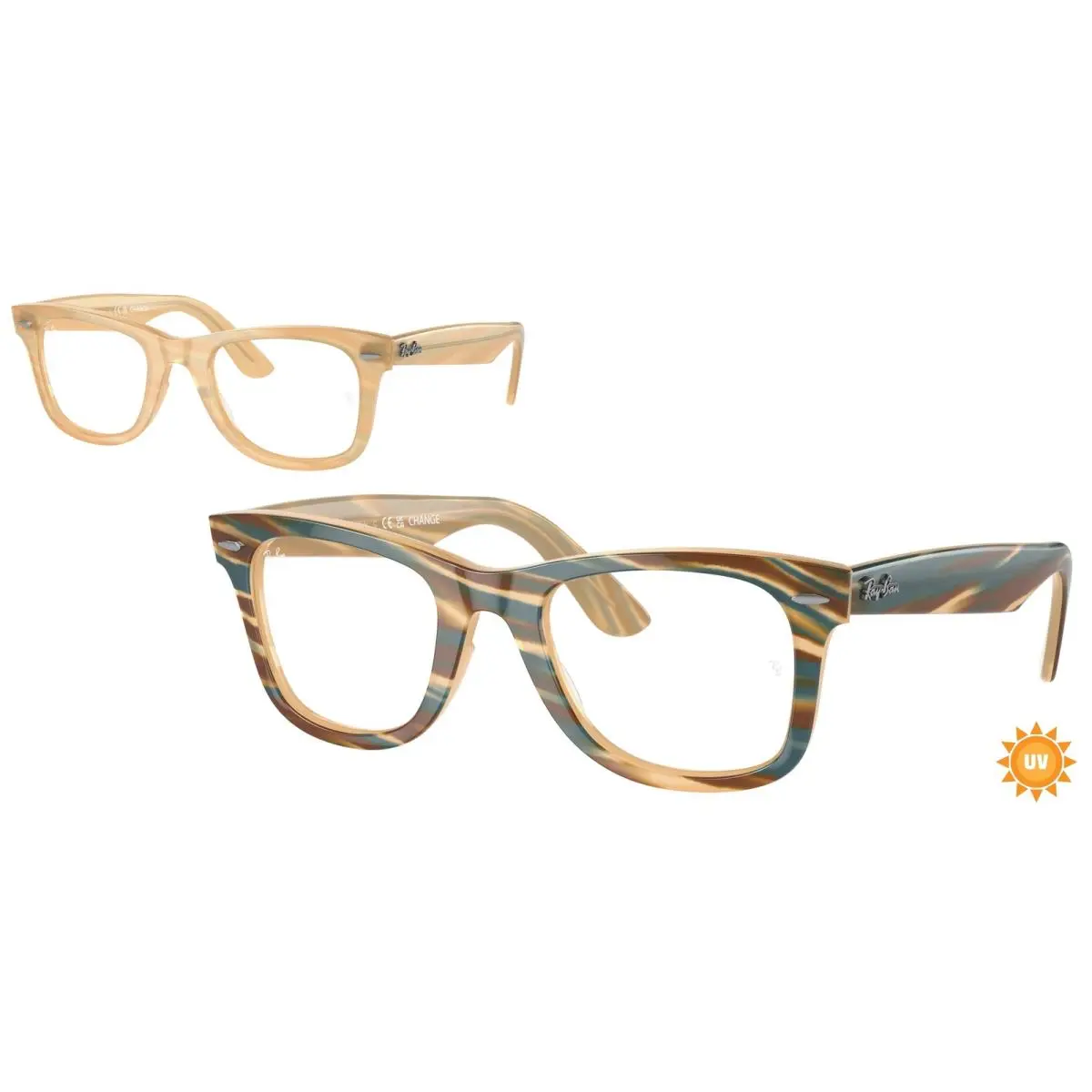 Ray-ban Optical RX 4340 V Wayfarer Ease Photo Striped Br 8383 Size 50 Eyeglasses by Ray-Ban