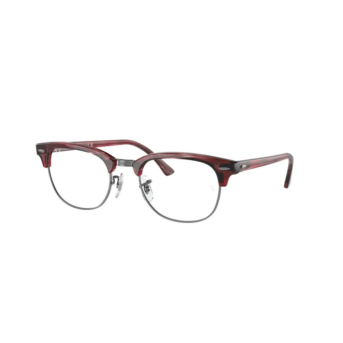 Ray-ban Optical RX 5154 Clubmaster Striped Red On Gunm 8376 Size 51 Eyeglasses by Ray-Ban