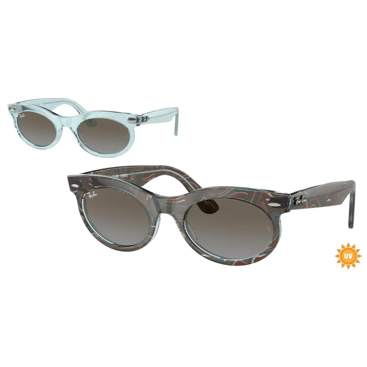Ray-ban RB 2242 F Wayfarer Oval Photo Waves Azur 138596 Size 53 Sunglasses by Ray-Ban