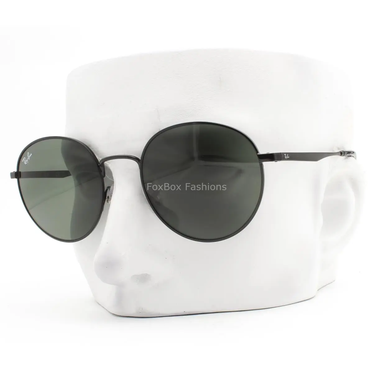 Ray-ban Sunglasses Shiny Black Metal Green Tinted RB 3681 002/71 with Case