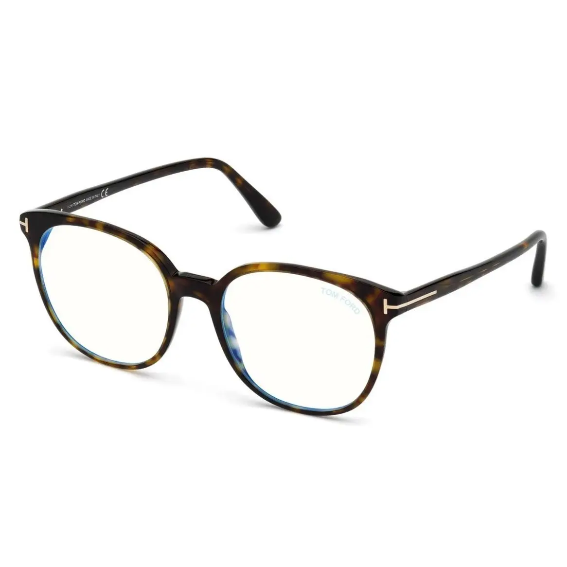 Eyeglasses TF5671-F-B 052 Round Shiny Havana Frame 55-18 by Tom Ford