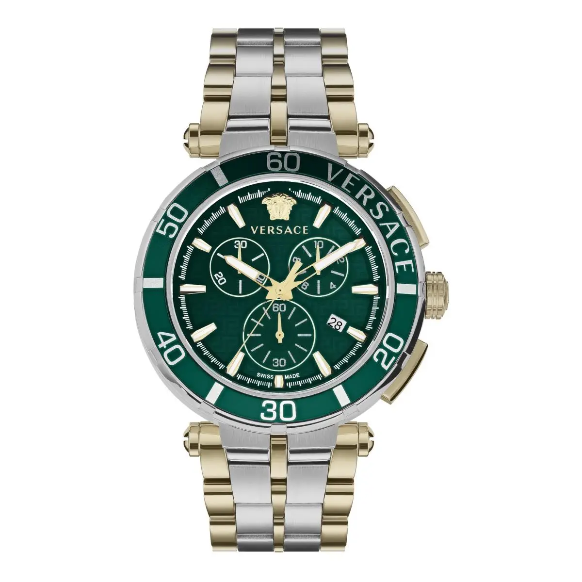 Versace Mens Two Tone 45mm Bracelet Fashion Watch