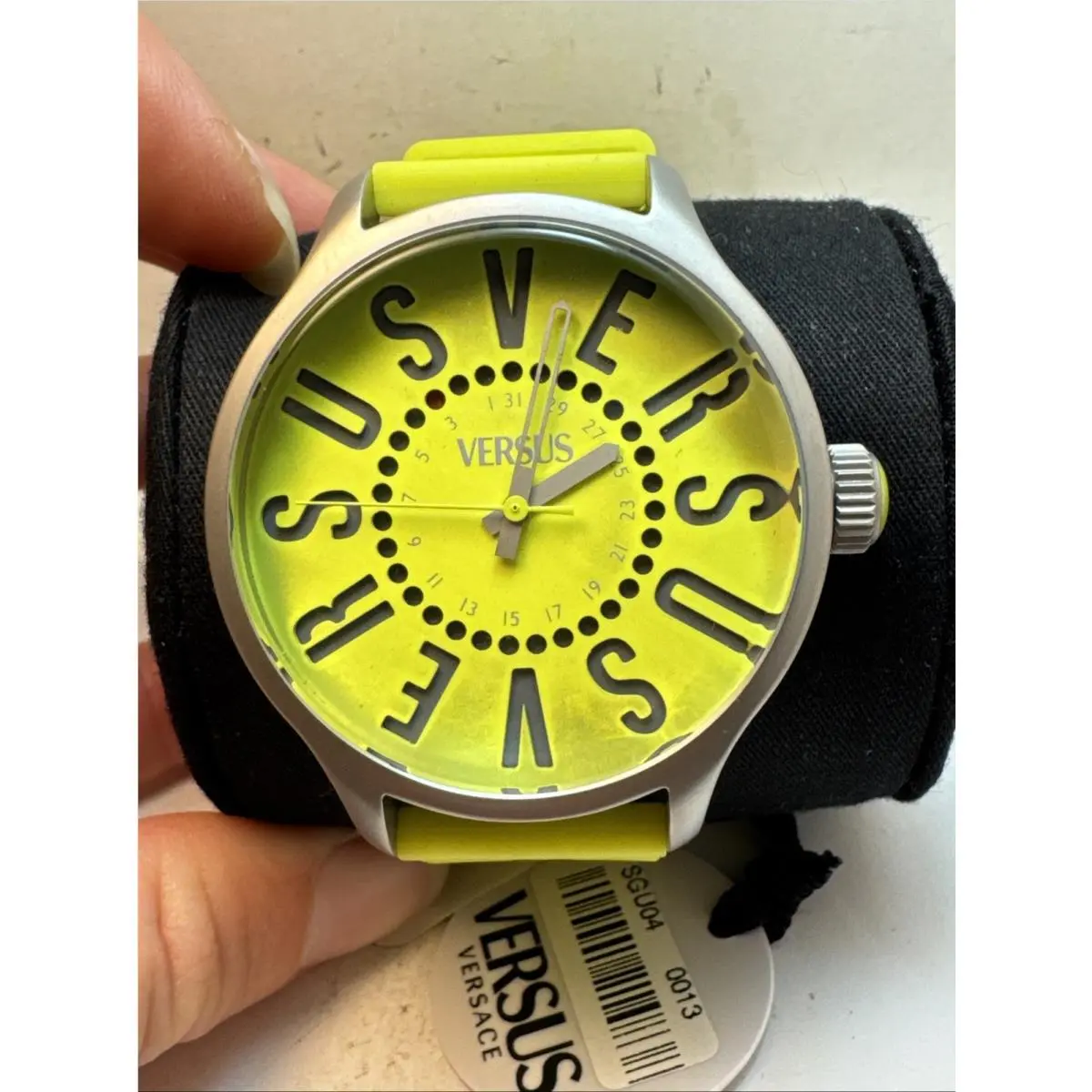 Women`s Versus BY Versace Analog Fashion Watch Neon Yellow Rubber Band SGU04-R9
