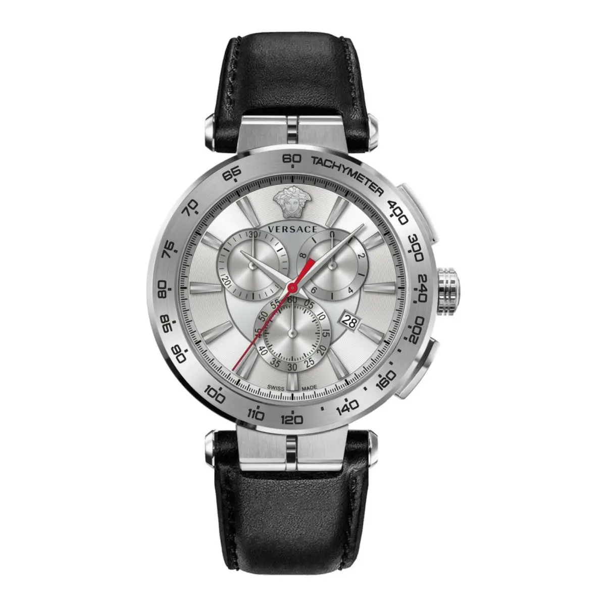 Versace Mens Stainless Steel 45mm Strap Fashion Watch