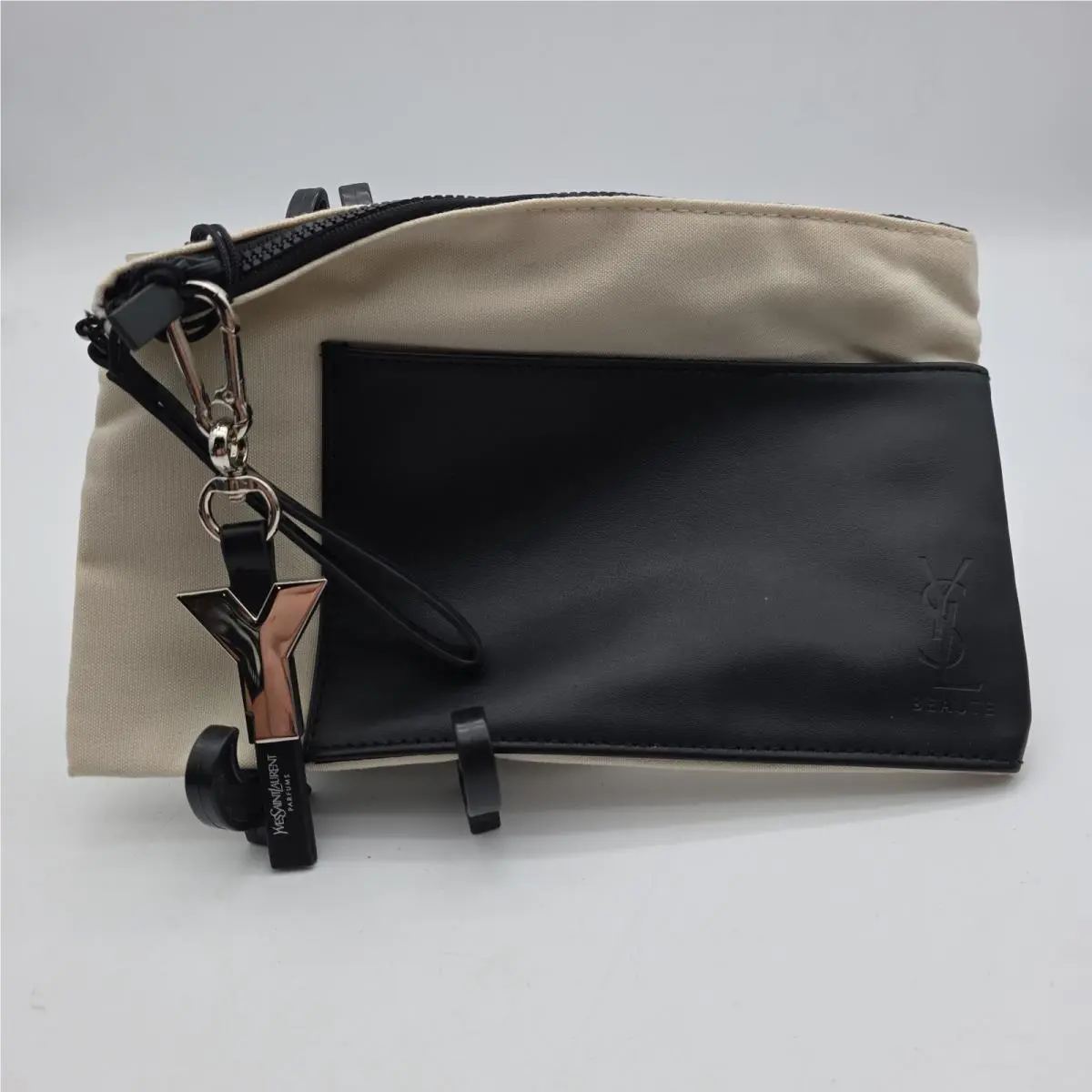 Yves Saint Laurent Ysl Cream Black Make up Carrying Pouch