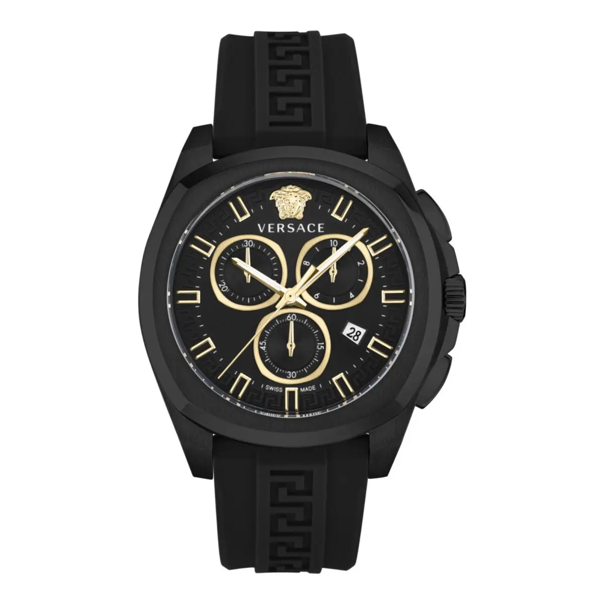Versace Mens Black 43mm Strap Fashion Watch