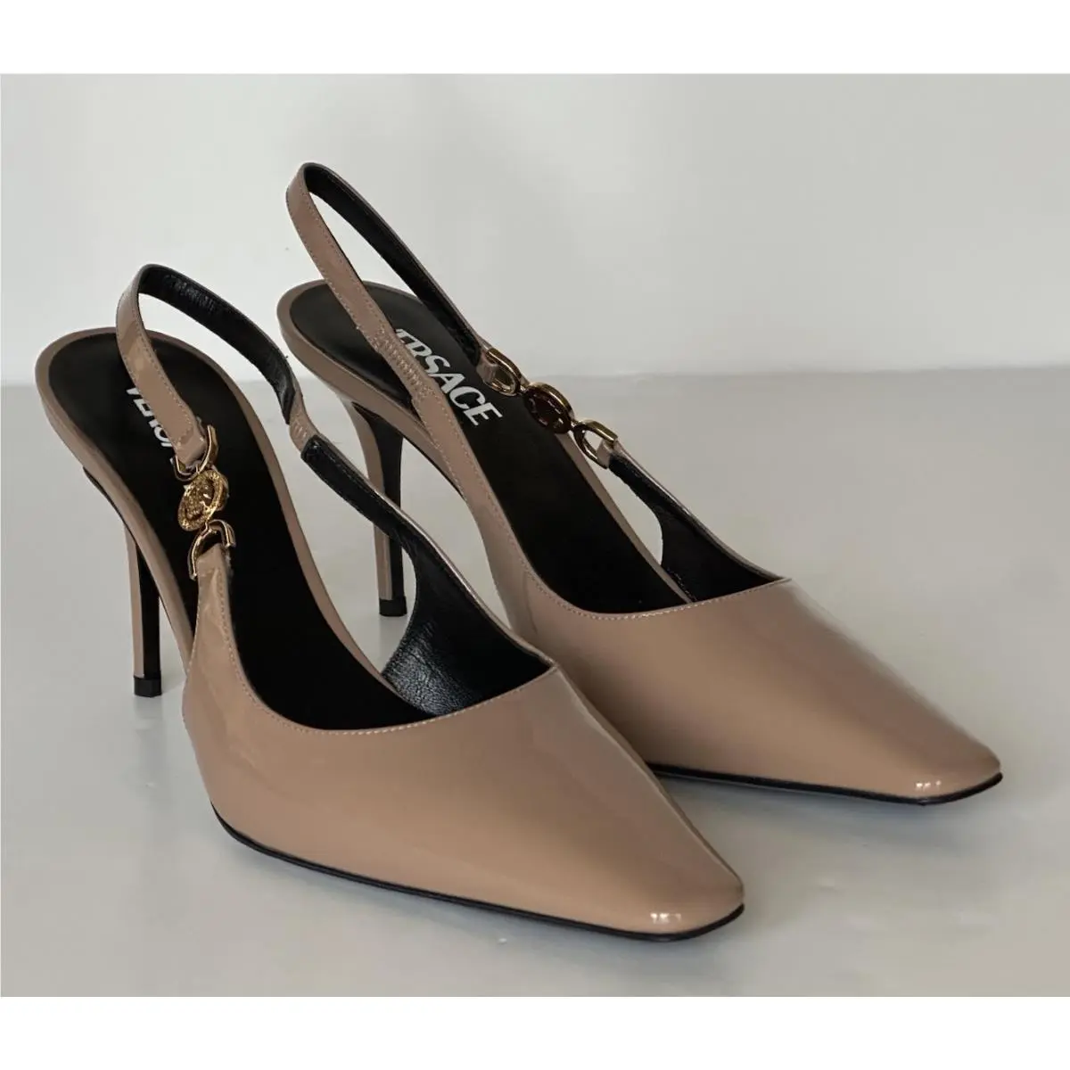Versace Sling Back Leather Pump Shoes Blush 9.5 US 39.5 Eu 1012428 IT