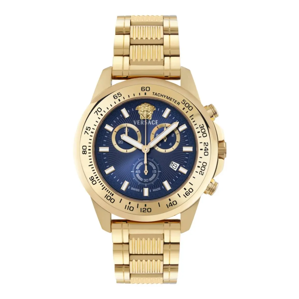 Versace Mens IP Yellow Gold 45mm Bracelet Fashion Watch