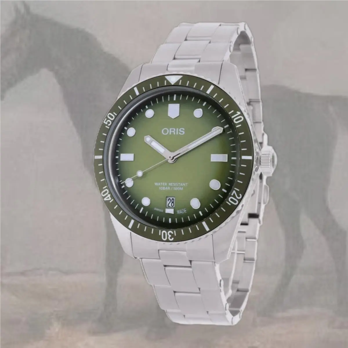 Divers Sixty Five Automatic Steel Green Dial 40mm 733 7707 4057-MB by Oris