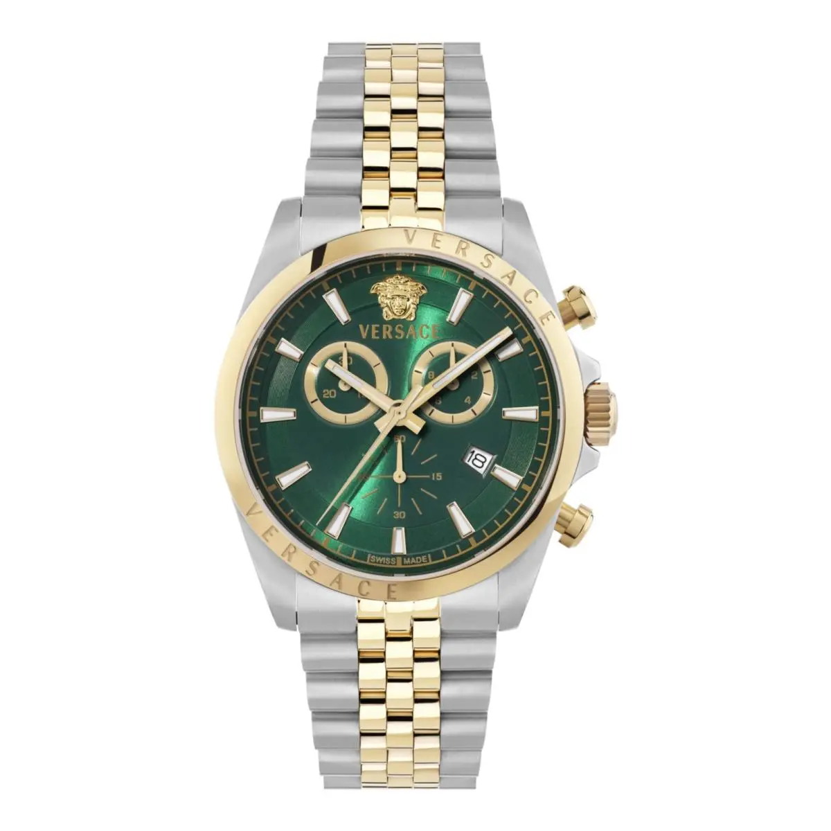 Versace Mens Two Tone 42mm Bracelet Fashion Watch