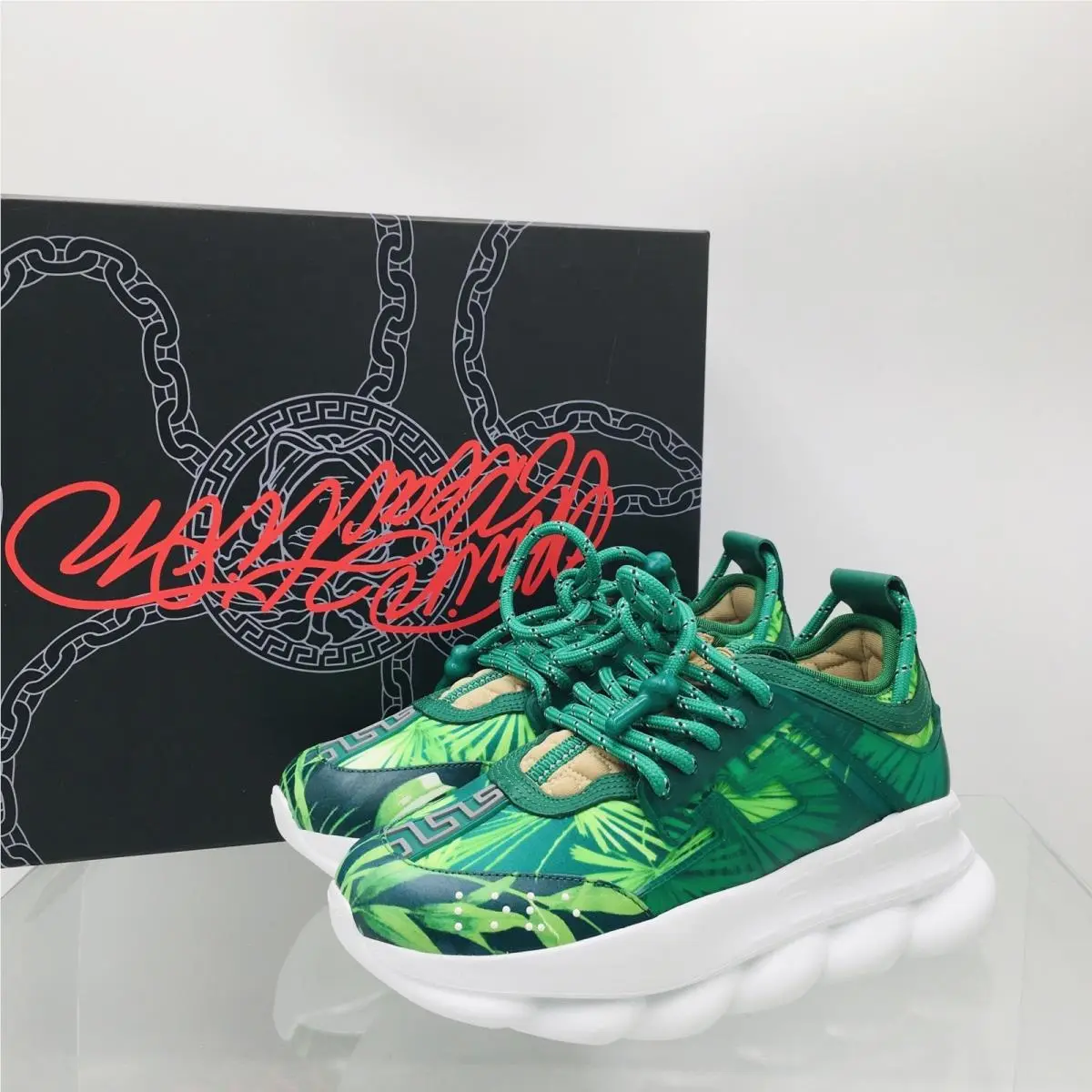 Versace Chain Reaction Shoes Womens Size EU 36 Concepts Jlo 2000 Green Emerald