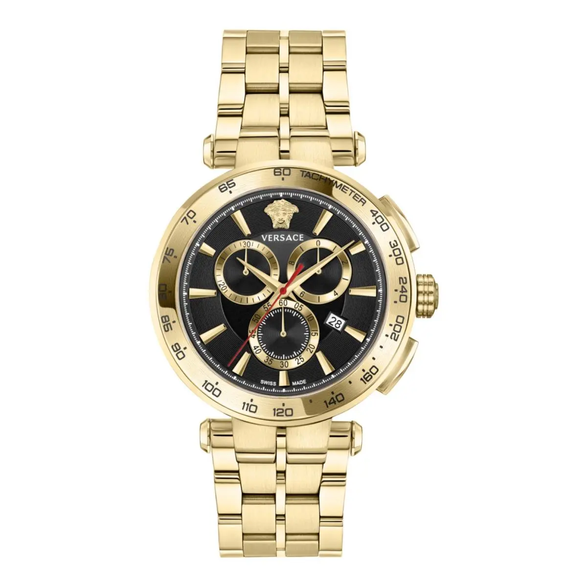 Versace Mens Gold 45mm Bracelet Fashion Watch