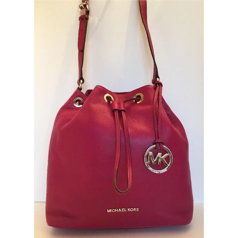 Jules LG Drws Bucket Messenger Handbag Deep Pink Leather by Michael Kors