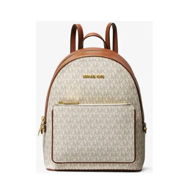 Michael Kors Kenly Medium Adina Backpack Pebbled Leather Vanilla MK Signature