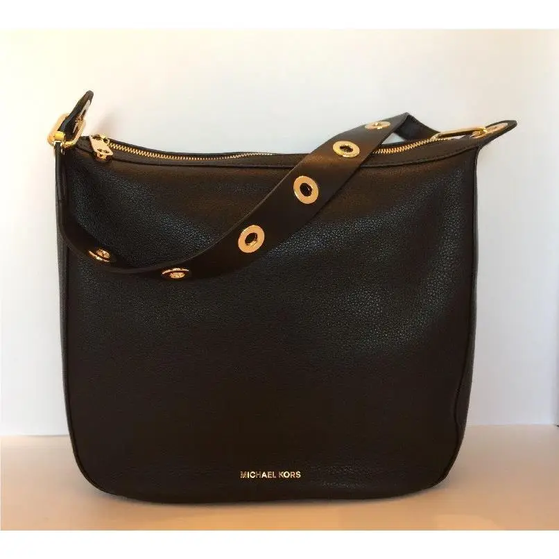 Raven Large Shoulder Handbag Black Leather Gold Hardware by Michael Kors