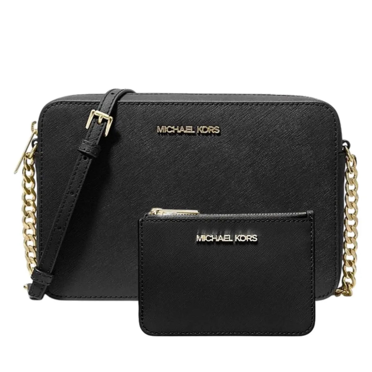 Michael Kors Jet Set Travel East West Crossbody Wallet Set Black Gold