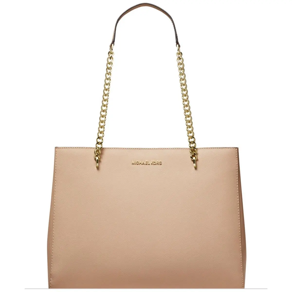 Ellis Oyster Leather Chain Large Tote Purse Bag Gold Hardware by Michael Kors