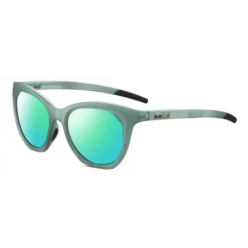 Prize Cat Eye Polarized Bifocal Sunglasses Green Grey Crystal 51mm 41 Opt Green Mirror by Bolle