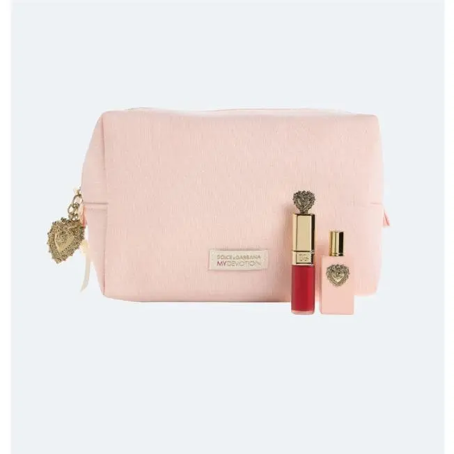 Dolce Gabana Deovtion 3 Piece Beauty Gift Set - Makeup Bag Edp Lipstick