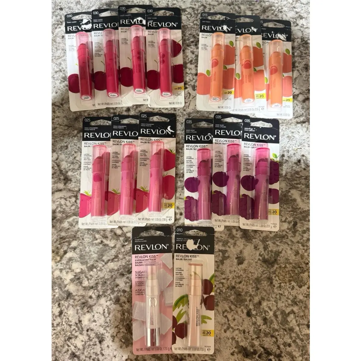Lot of 15  Kiss Balm Spf 20 Assorted Cherry Sugar Peach Strawberry Berry by Revlon