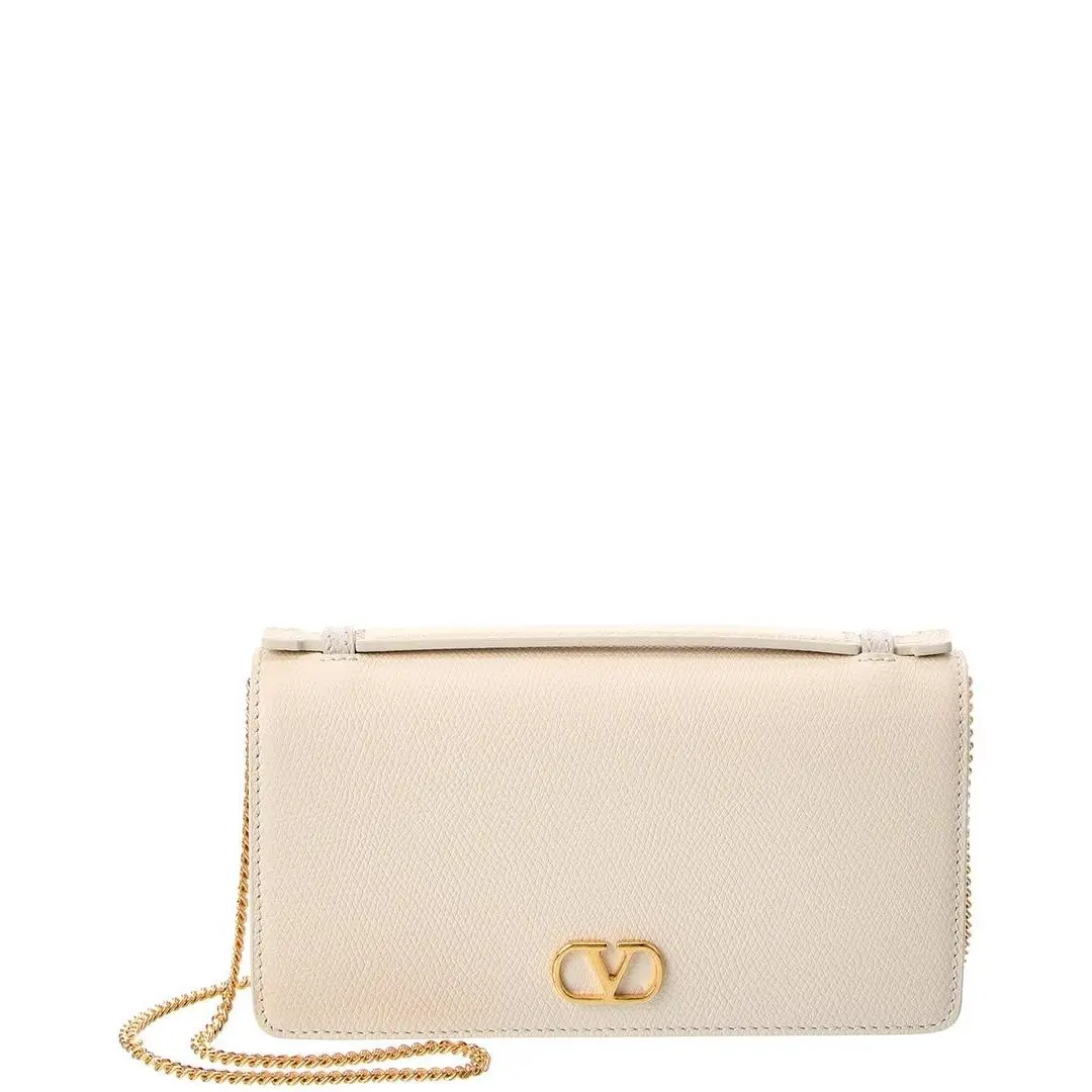 Vlogo Signature Leather Wallet On Chain Women`s by Valentino
