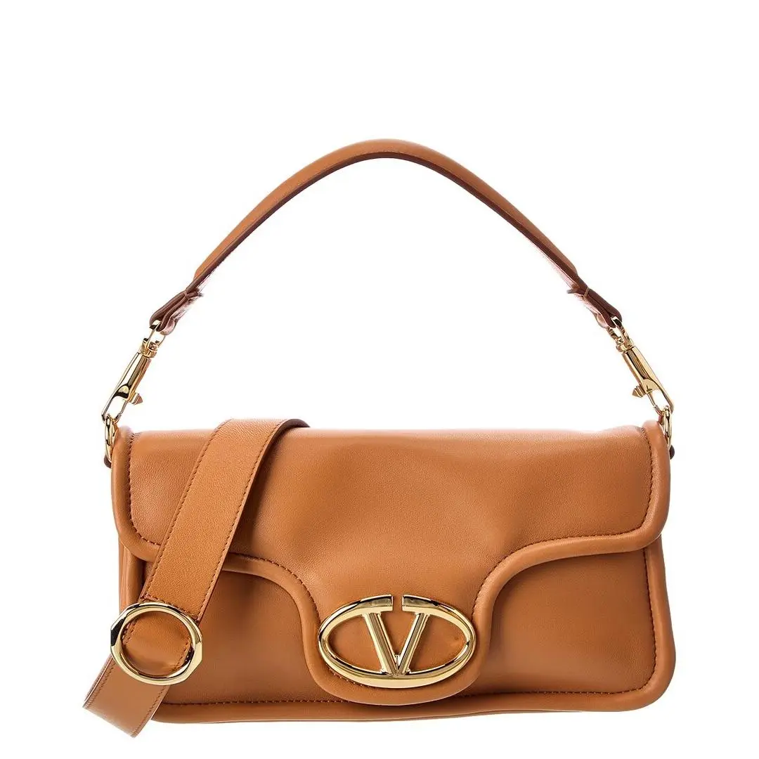 Vlogo Signature Leather Shoulder Bag Women`s Brown by Valentino