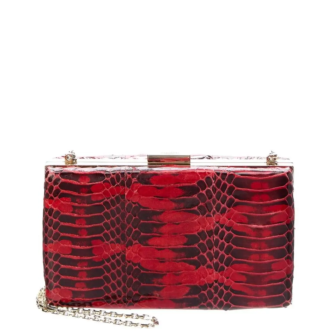 Snake-embossed Leather Clutch Women`s Red by Valentino