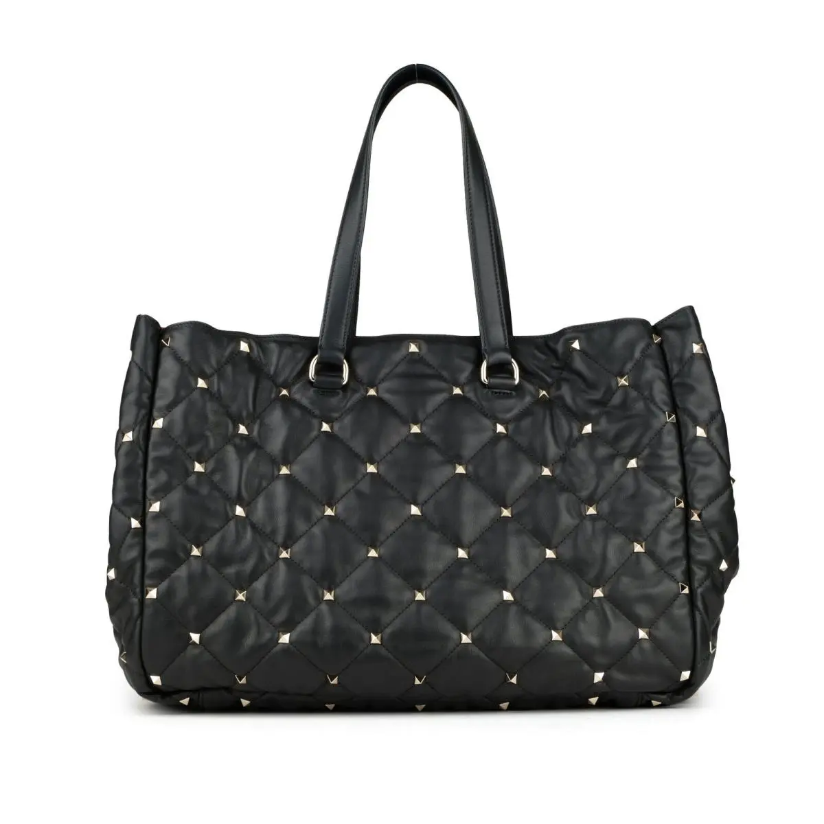 Boomstud Rockstud Quilted Black Leather Tote Bag by Valentino