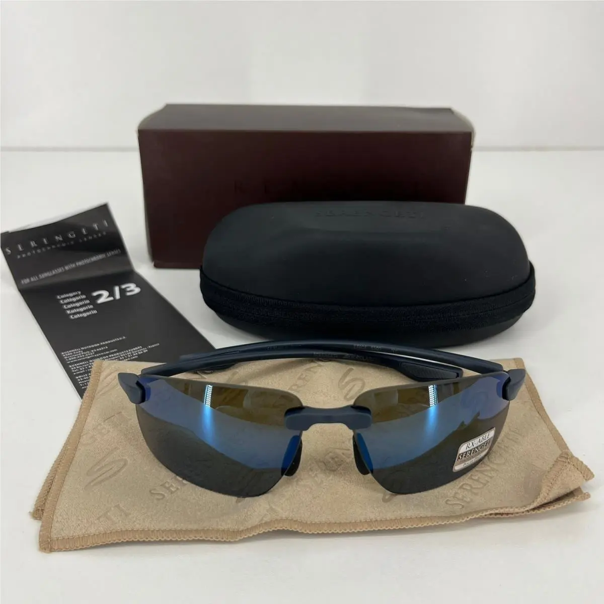 Erice 8503 Sport Sunglasses Sanded Dark Grey Polarized Phd Blue Lenses by Serengeti