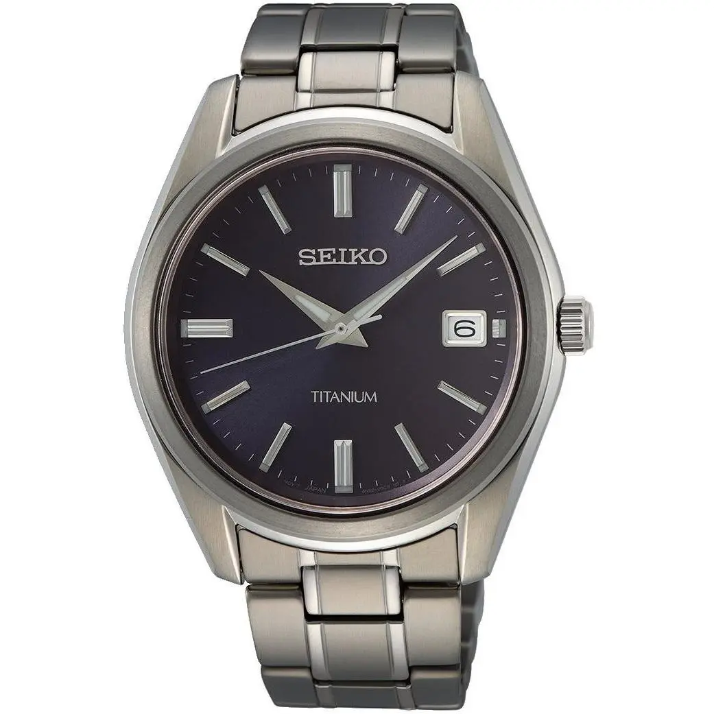 Titanium Quartz Black Dial Mens Watch SUR373P1 by Seiko