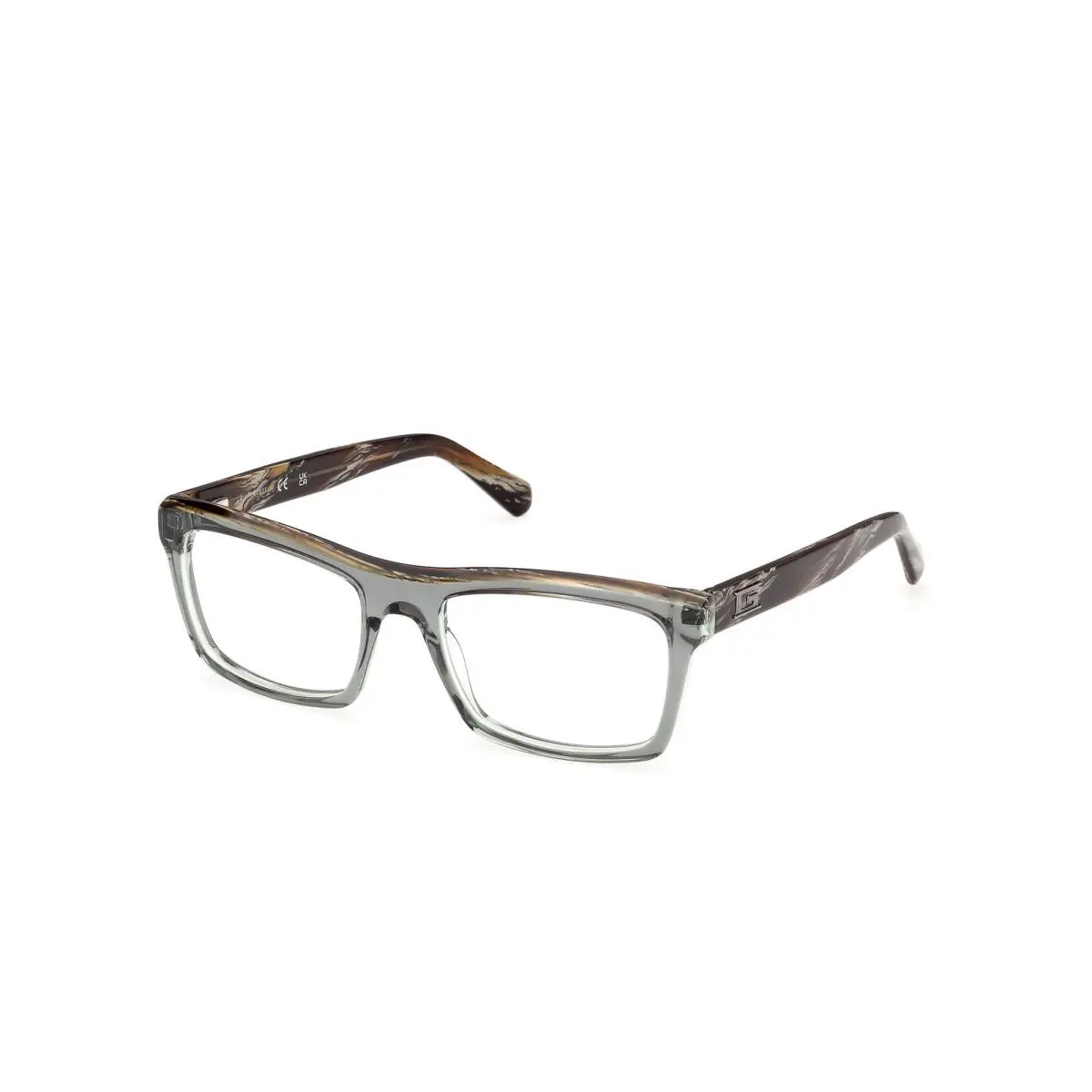 GU 50452 Shiny Dark Green / Green/horn 096 Size 55 Eyeglasses by Guess