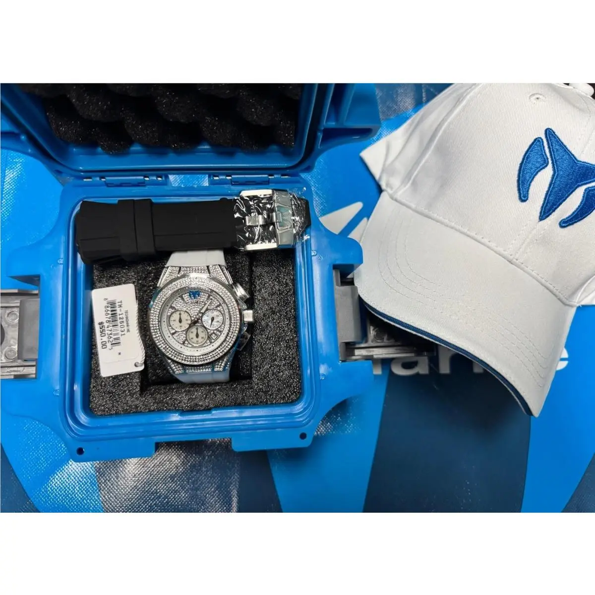 Technomarine Cruise Pave Silver 45mm Swiss 763 Stones White-black or Both Straps Two Straps, White & Black by TechnoMarine