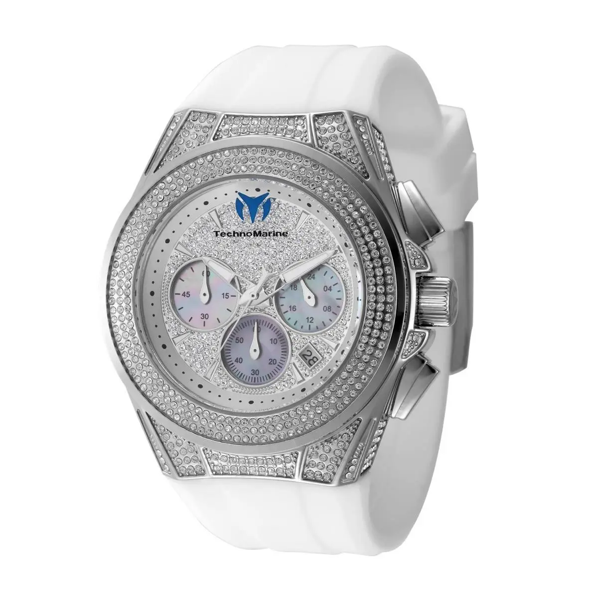 Technomarine TM-125031 Cruise Pave Silver 45mm Swiss Mvt and 763 Stones by TechnoMarine