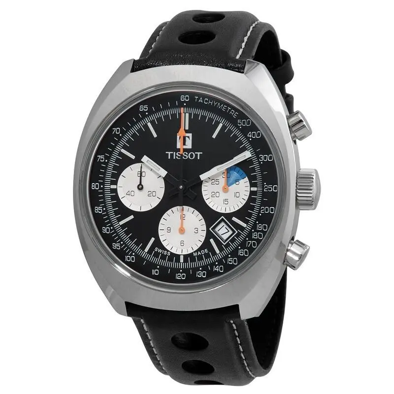 Tissot Men`s Heritage 1973 Sapphire Chronograph Date Watch - T1244271605100 - Dial: Black, Band: Black
