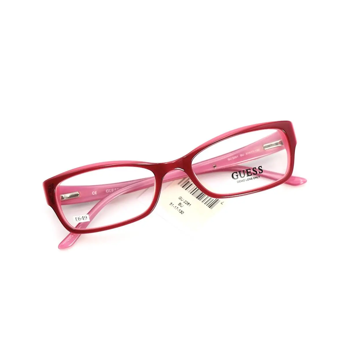 Guess GU2261 BU Burgundy on Pink 51-17-130 Eyeglass Frames Flex Hinges