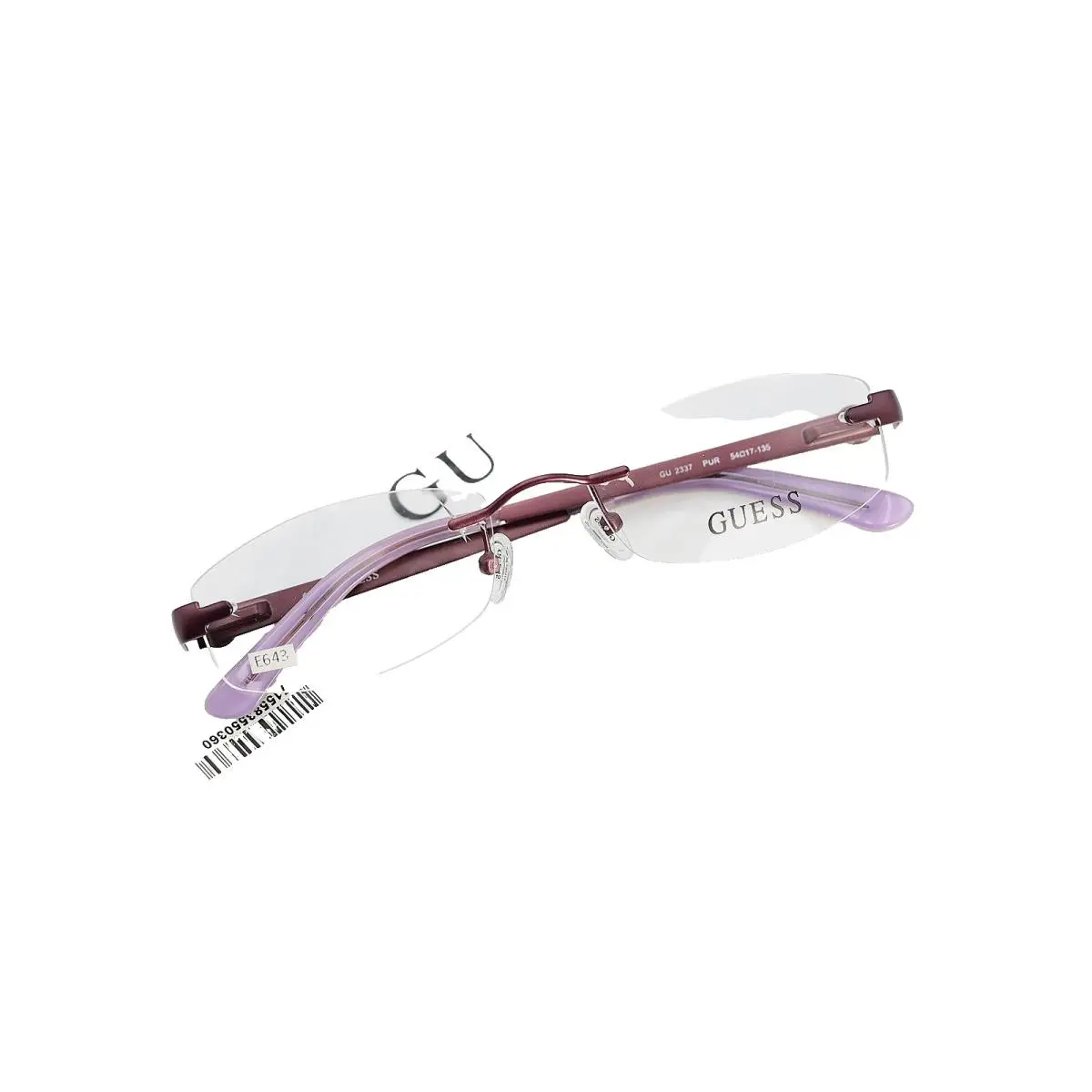 GU2337 Pur Purple 54-17-135 Rimless Eyeglass Frames Flex Hinges by Guess
