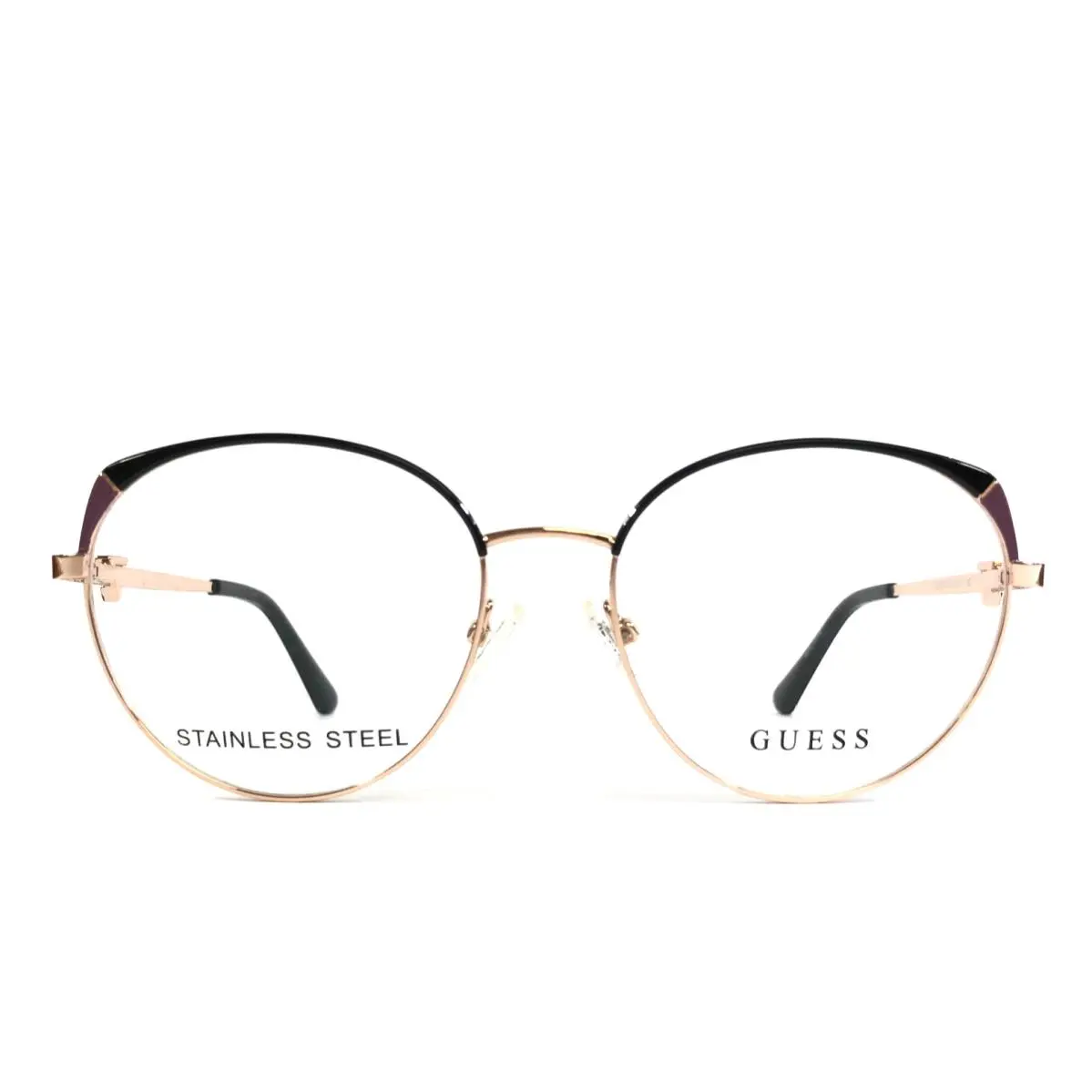 Guess Eyeglasses Frames GU2867 005 Black Rose Gold Round Full Rim 53-17-140