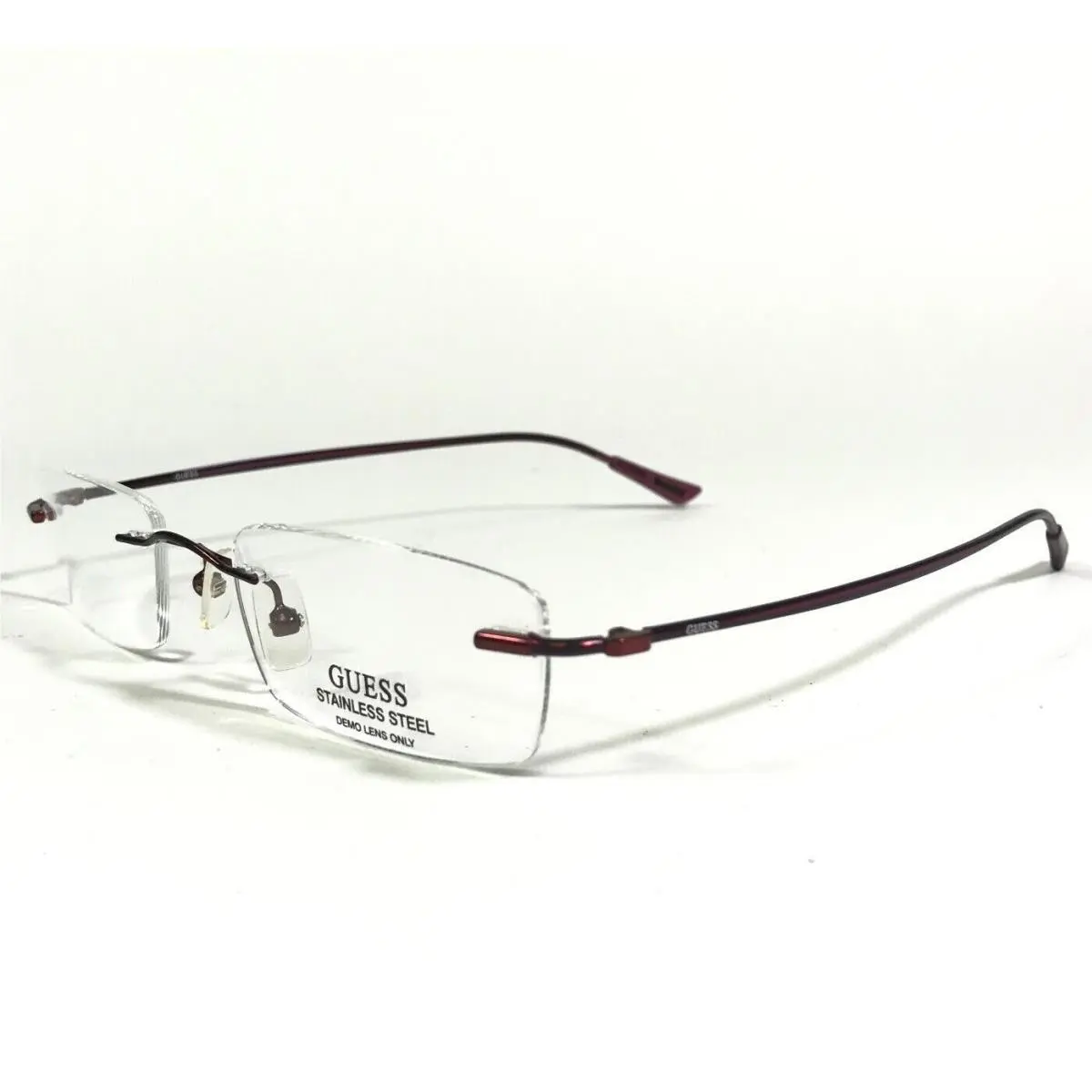 Guess Eyeglasses Frames GU1275 RD Red Rectangular Rimless 48-17-140