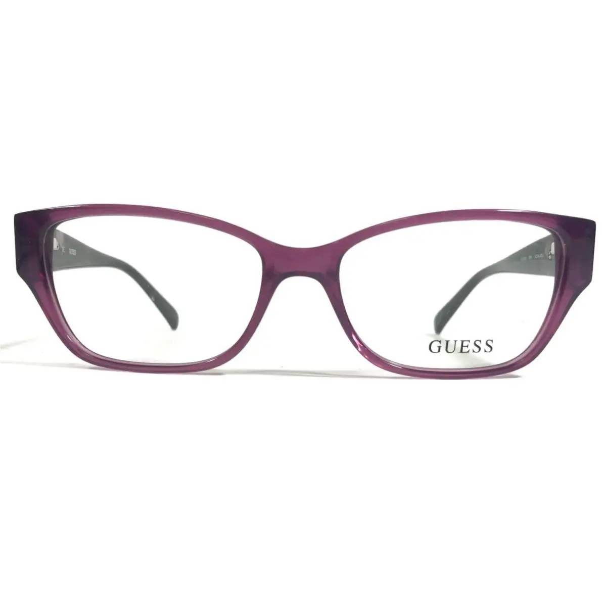 Eyeglasses Frames GU2408 Pur Black Clear Purple Cat Eye 54-16-140 by Guess
