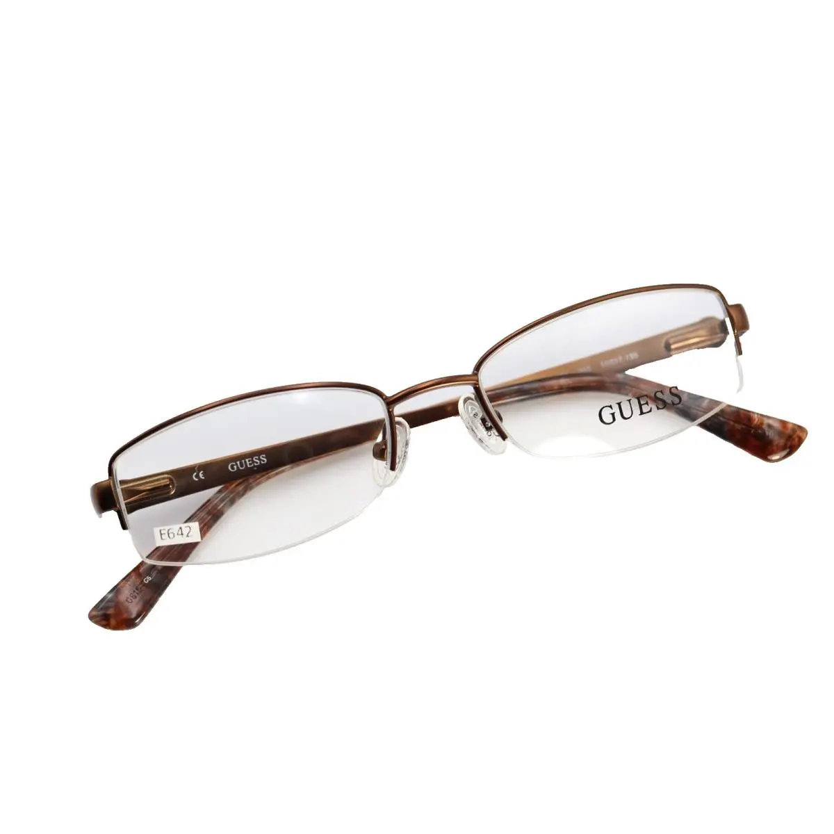 GU2525 049 Bronze Brown 50-17-135 Half Rim Eyeglass Frames Flex Hinges by Guess