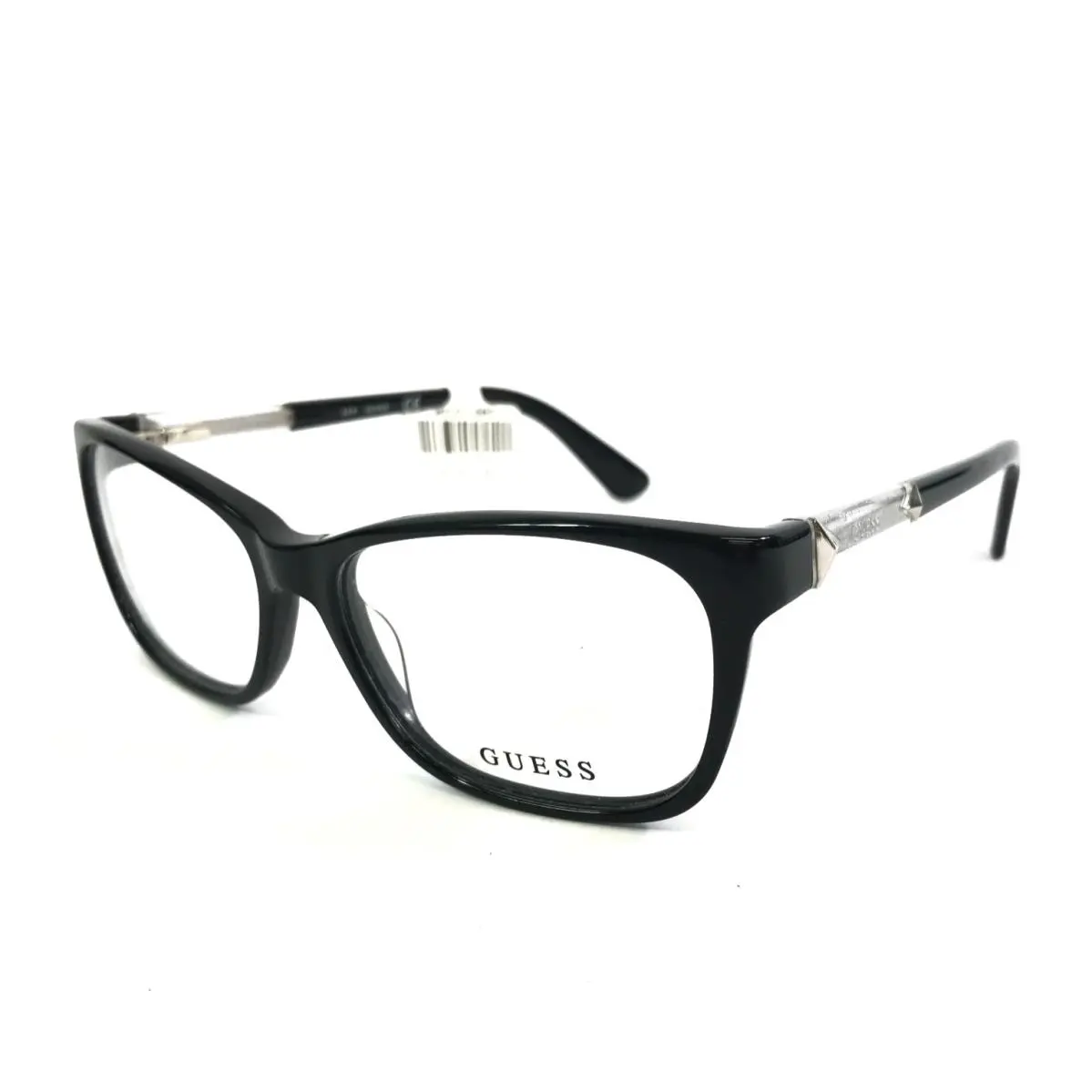 Eyeglasses Frames GU2561 001 Black Silver Clear Cat Eye Full Rim 53-15-135 by Guess