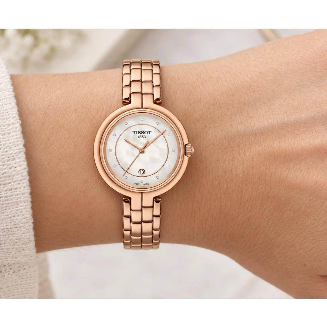 Flamingo White Mother-of-pearl Ladies 30mm Watch - T0942103311602 by Tissot