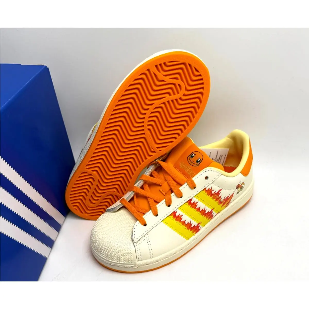 Adidas shoes - Superstar II C Pokémon Charmander - Cream White/Shock Yellow/Bright Orange 5